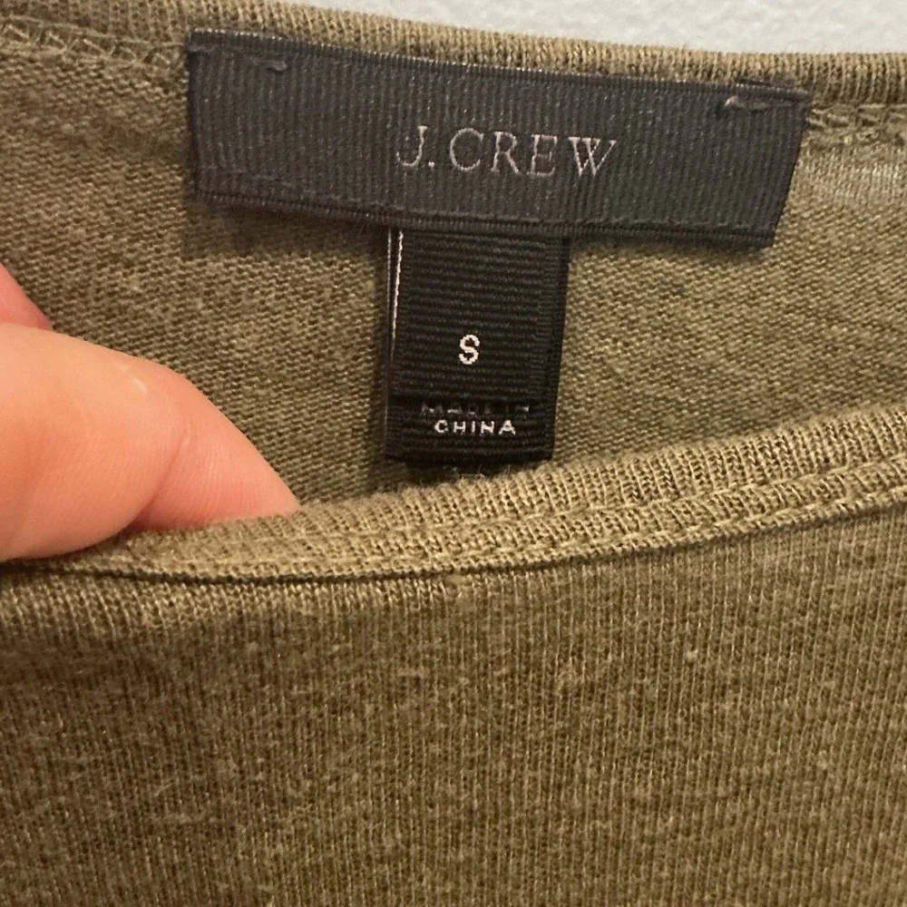J.Crew Womens 100% Linen Top S Hunter Green Flutter Sleeve Preppy Summer Boho